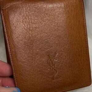 Men's vintage Yves Saint Laurent (YSL) brown pebbled leather bifold wallet. EUC